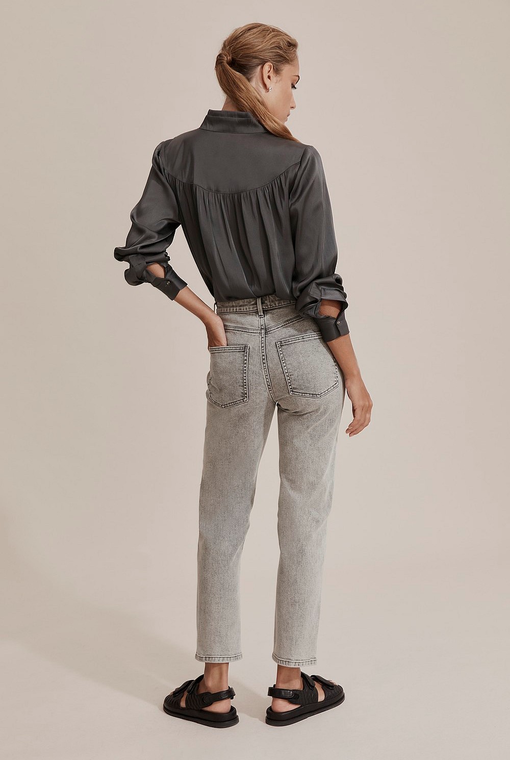 Cotton High Waist Straight Jean