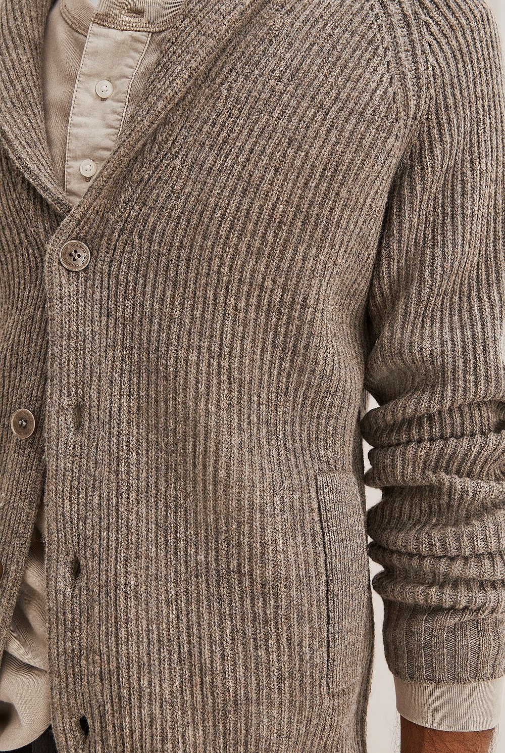 Australian Lambswool Rib Shawl Cardigan