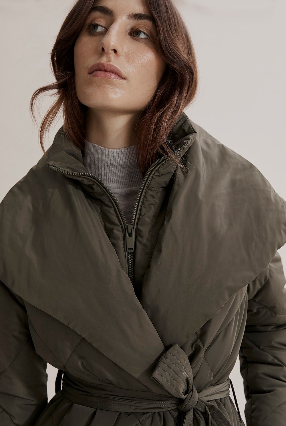 Polyester Wrap Longline Puffer
