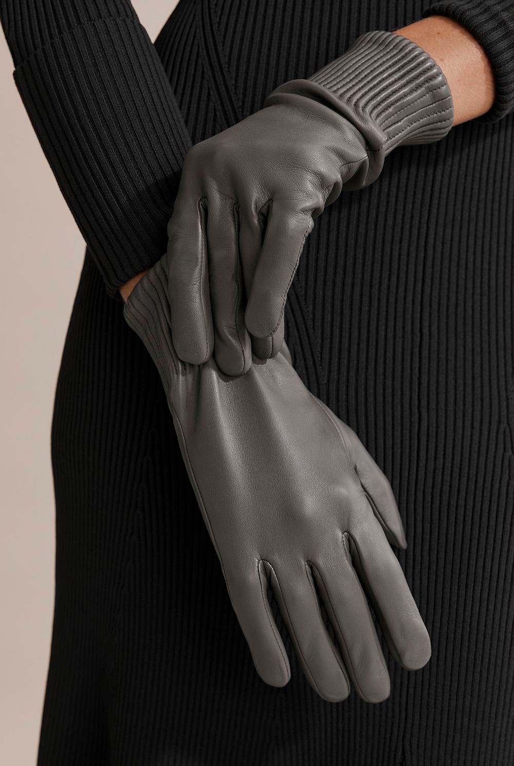 Rib Leather Glove