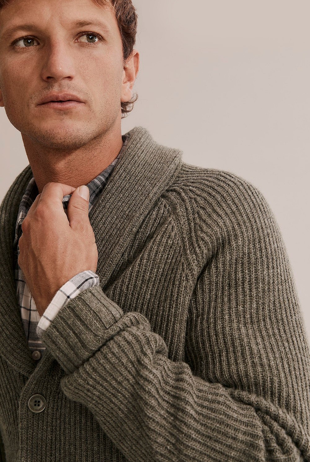 Australian Lambswool Rib Shawl Cardigan