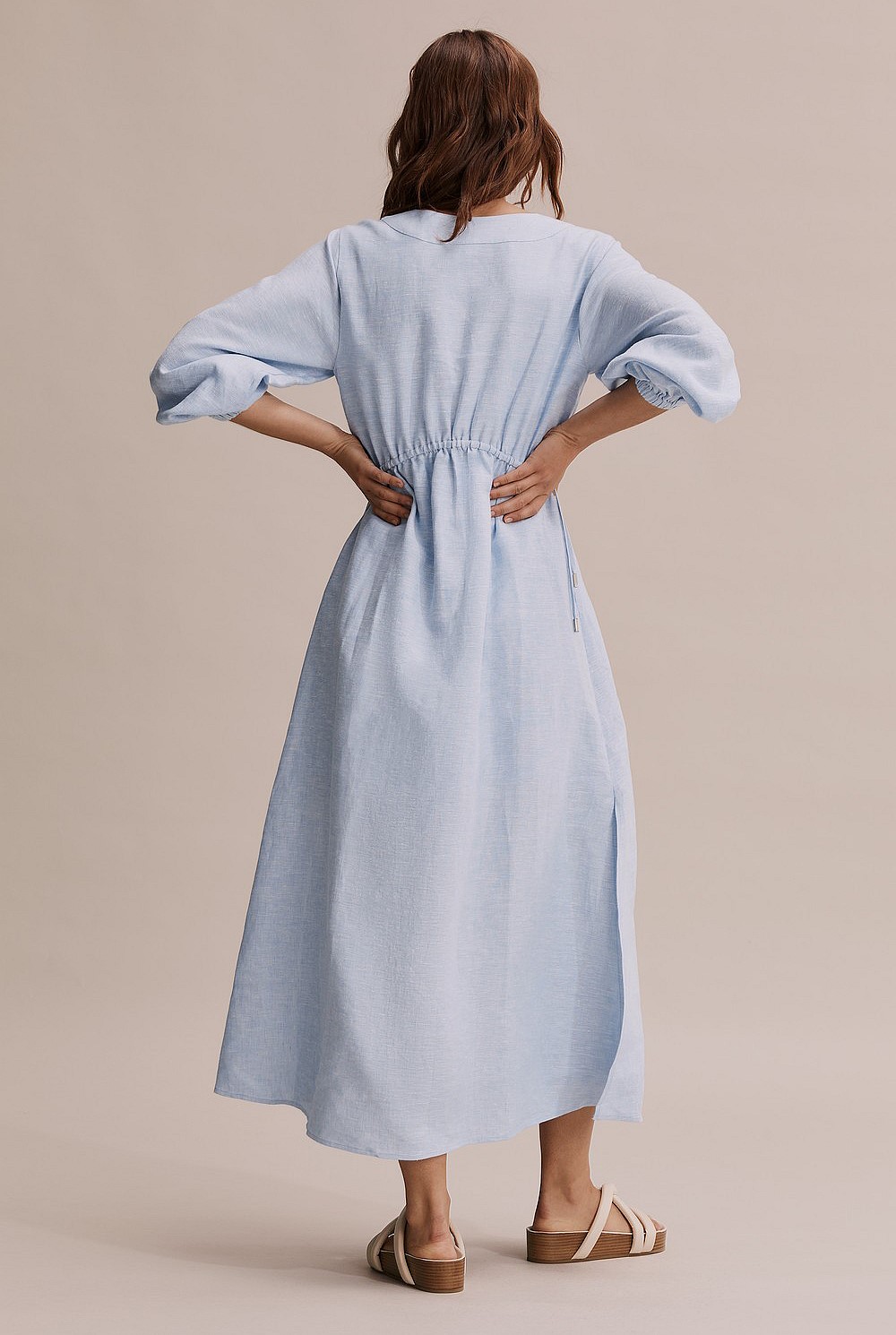 Organically Grown French Linen Tie Side Maxi Dress