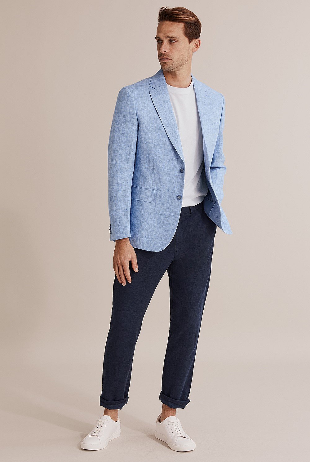 Regular Fit Linen Chambray Blazer