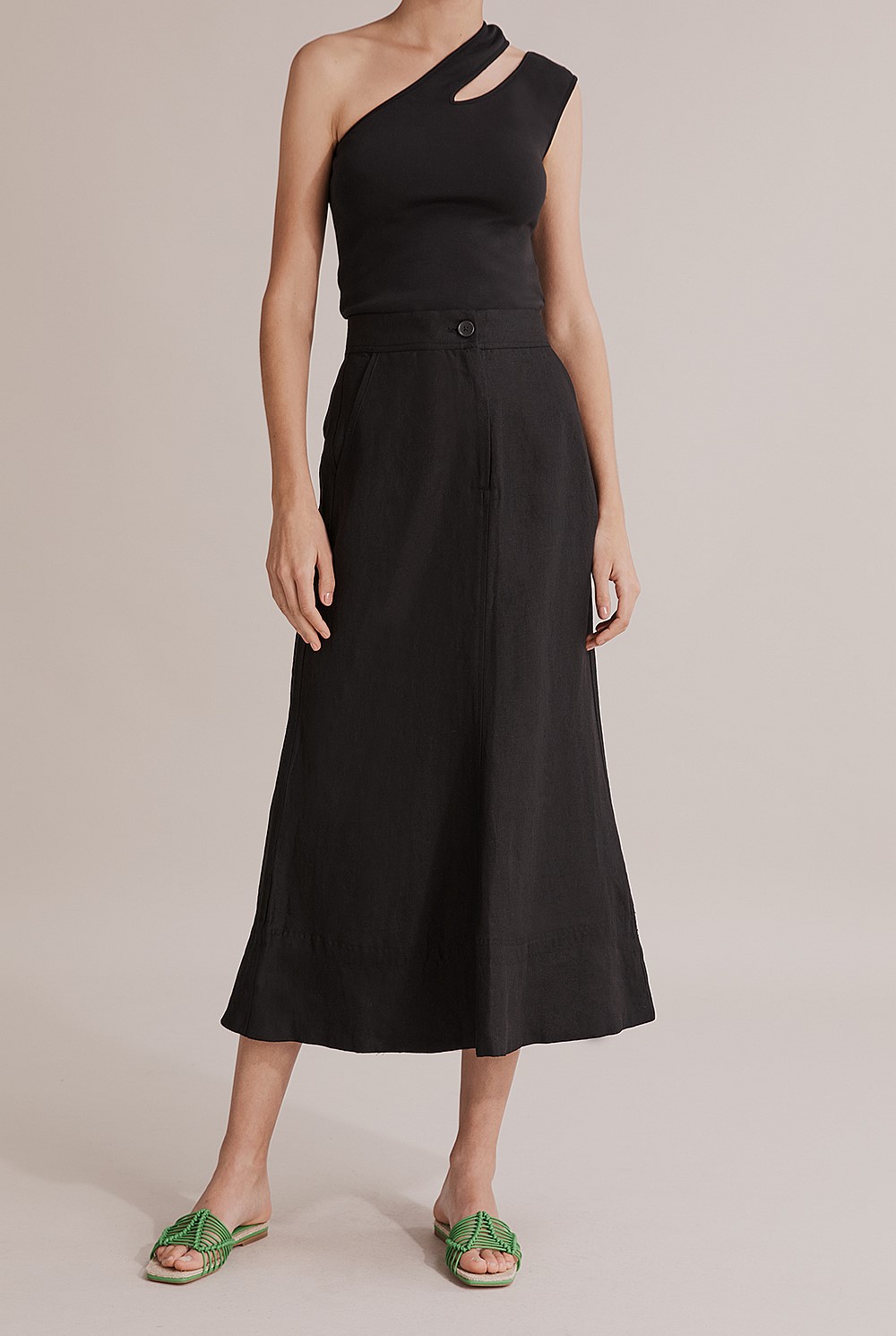 Organically Grown French Linen Midi Skirt