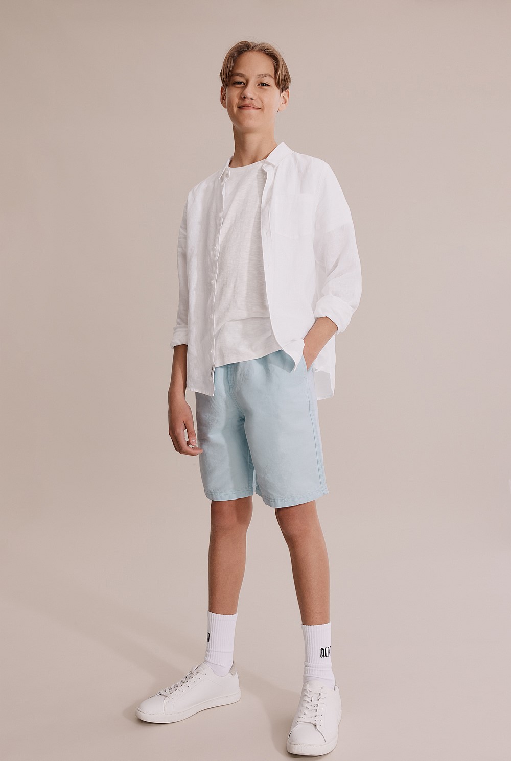 Teen Drawcord Linen Short