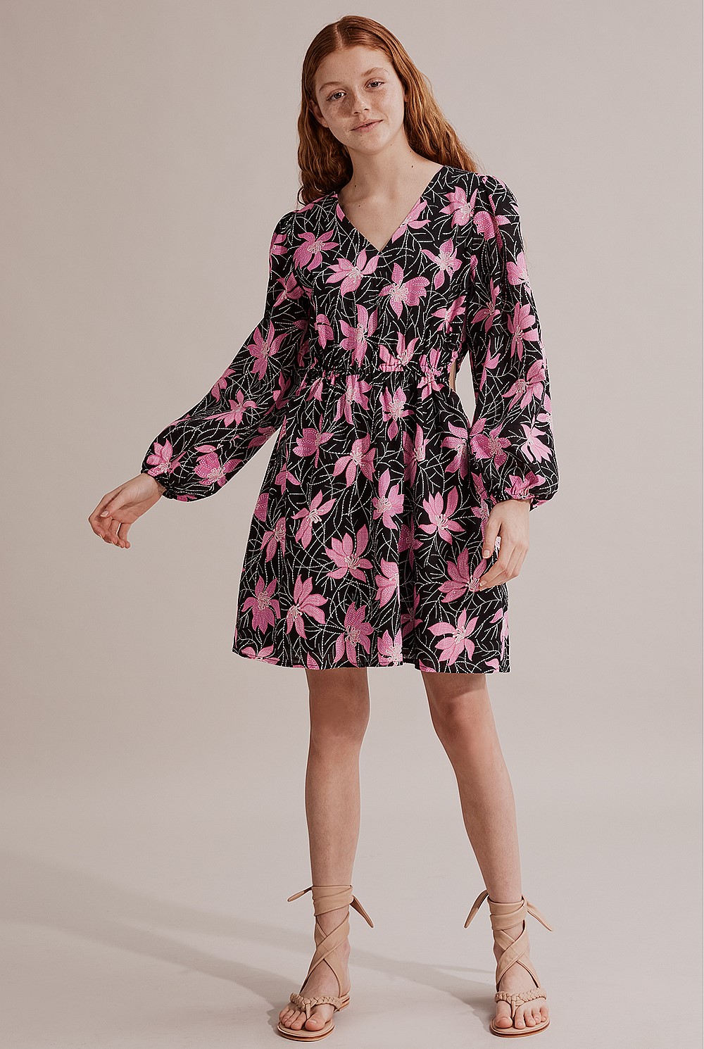 Teen Flower Textured Dress