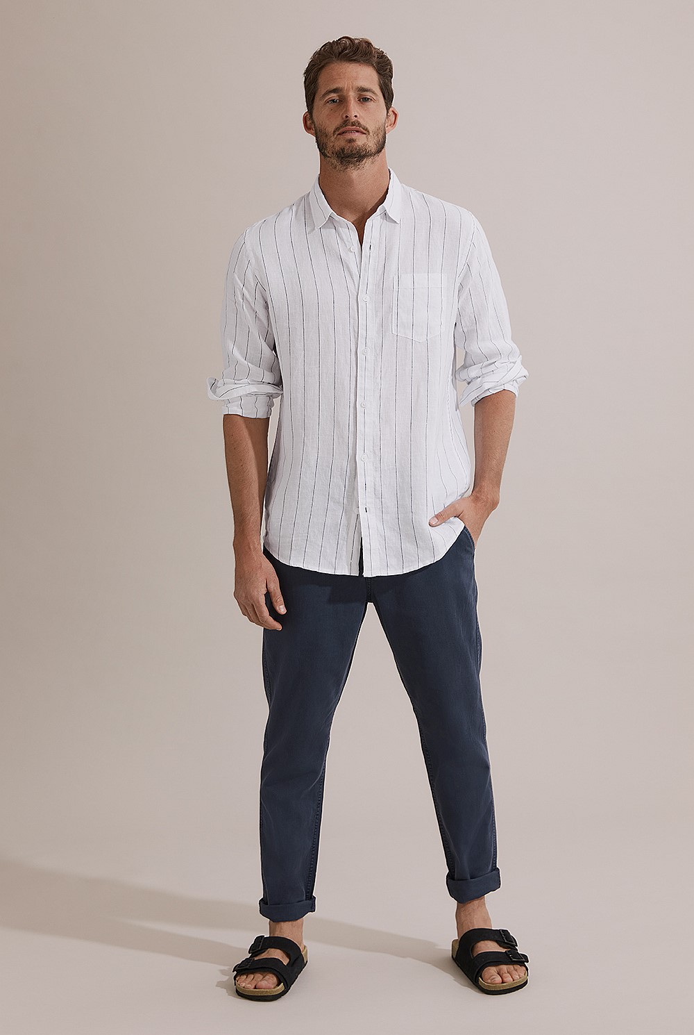 Regular Fit Linen Stripe Shirt
