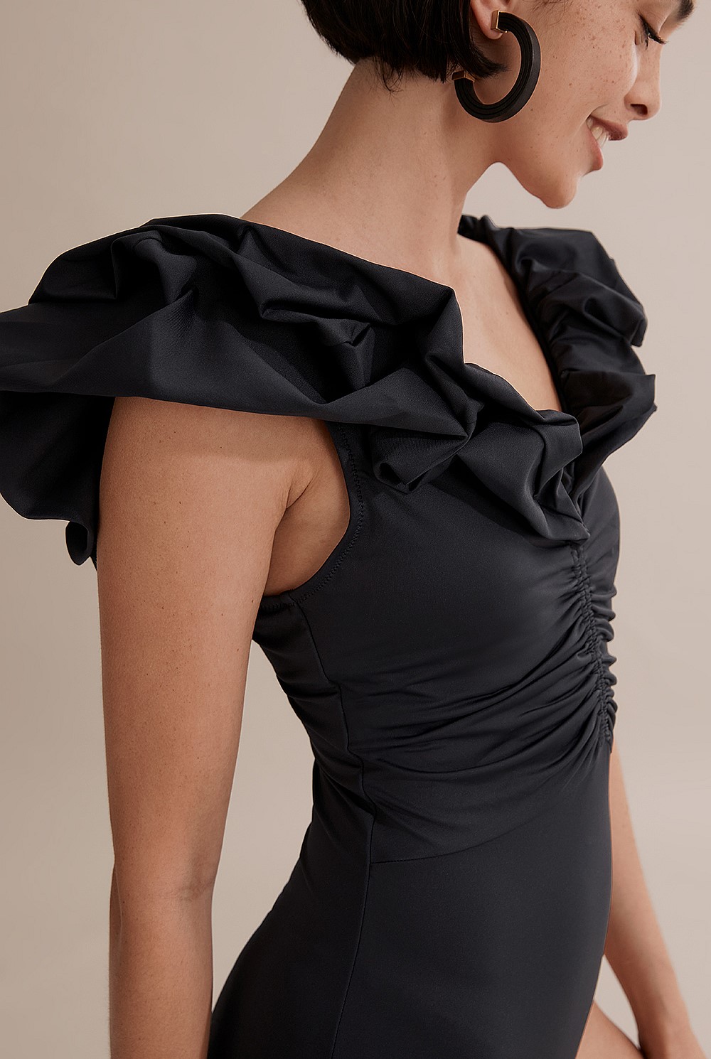 Recycled Nylon Swim Ruffle One Piece