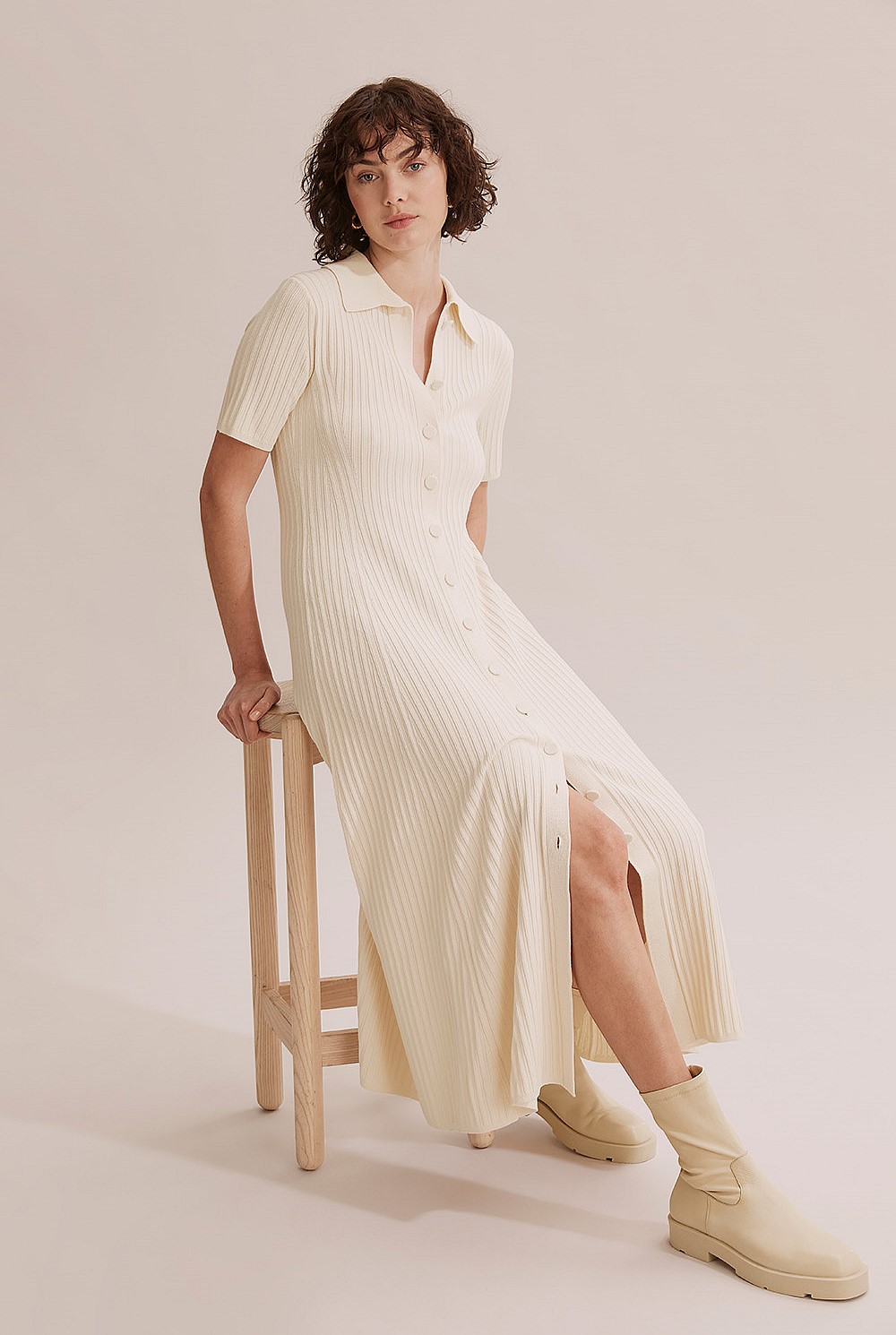 Button Through Knit Dress