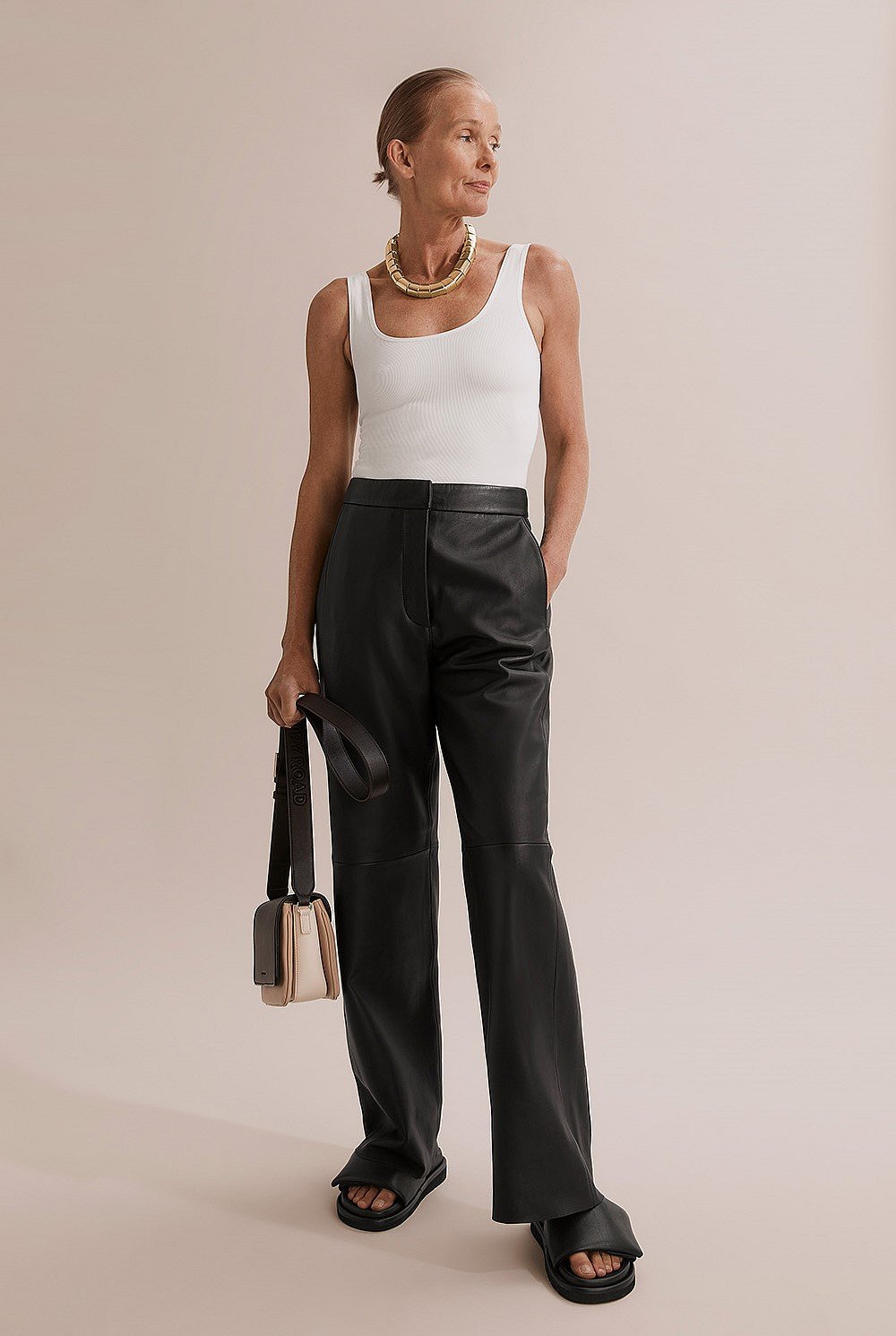 Wide Leg Leather Pant