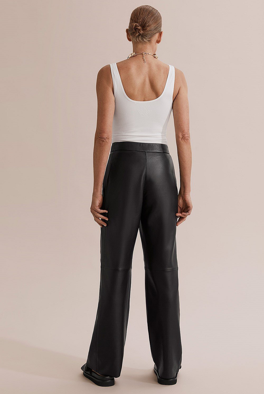 Wide Leg Leather Pant