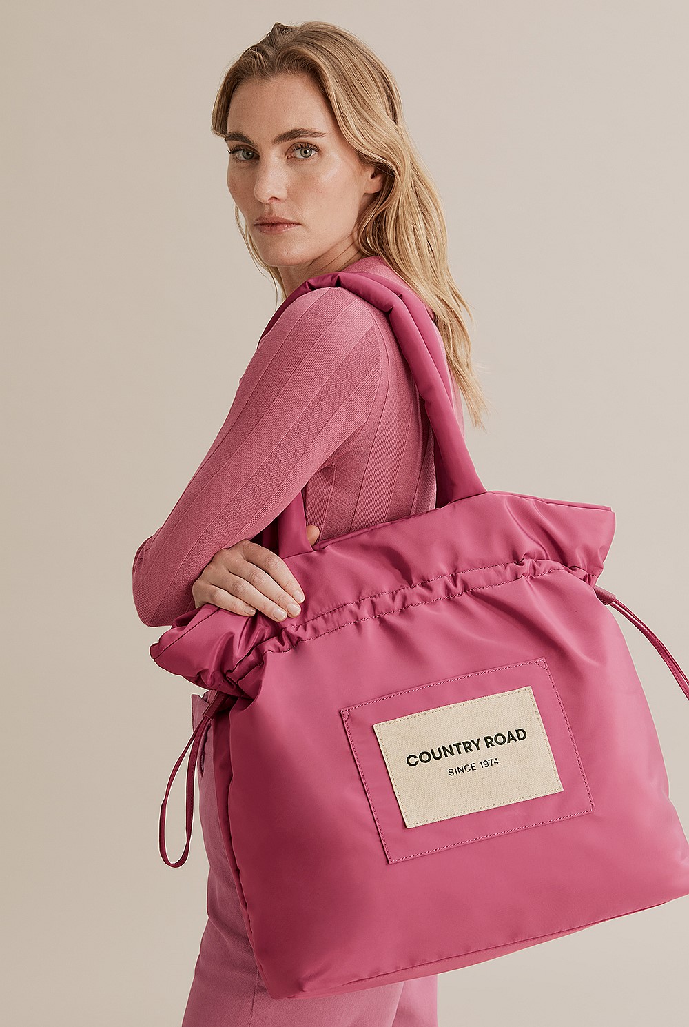 Recycled Polyester Puffer Patch Drawstring Shopper