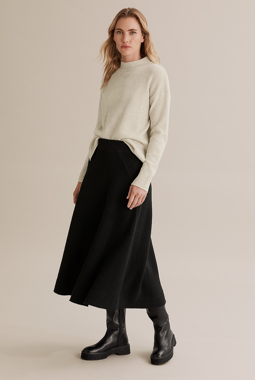 Textured Pull On Skirt