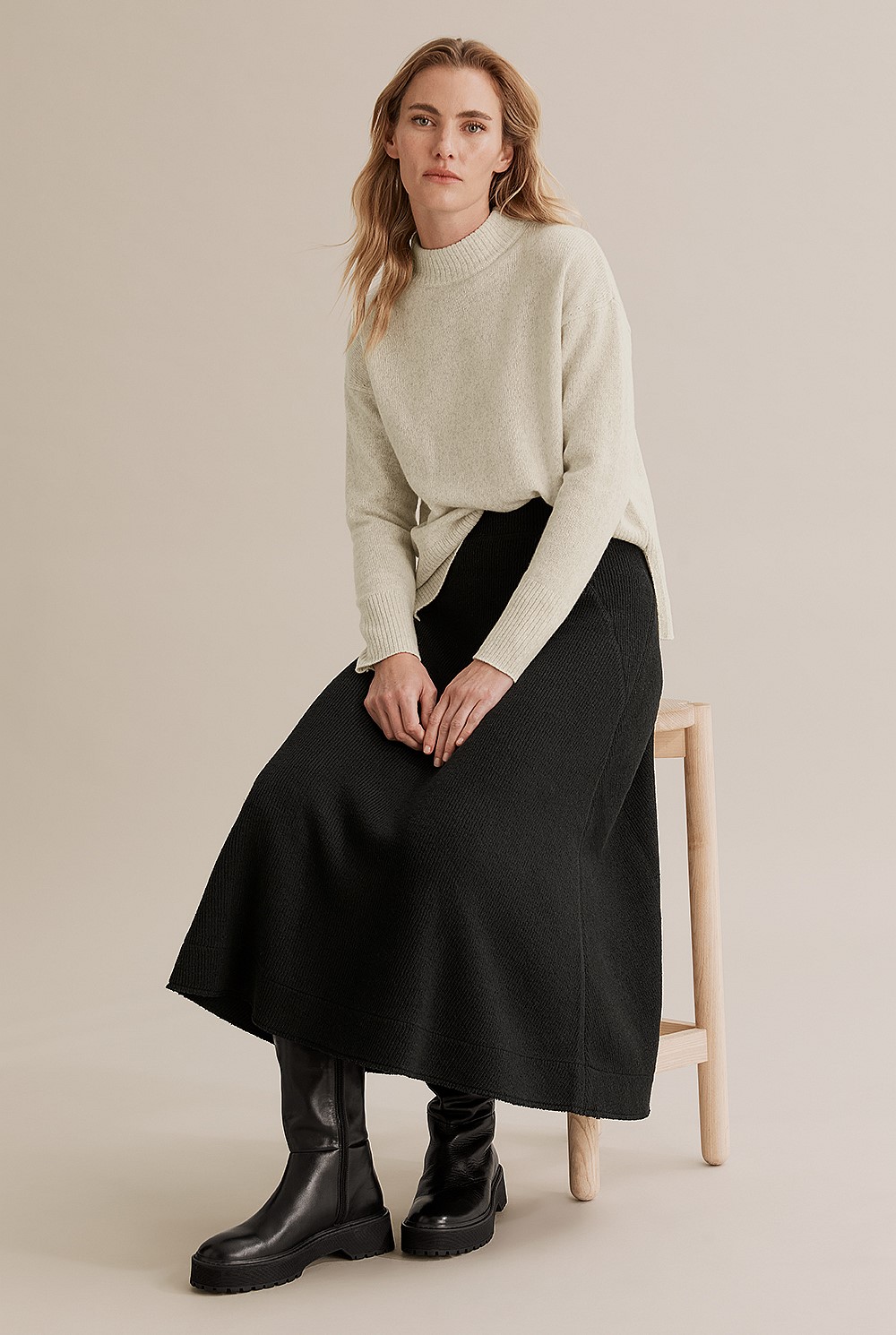 Textured Pull On Skirt