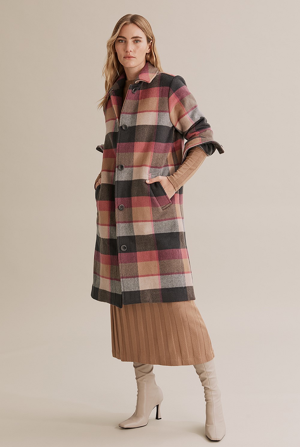 Longline Check Coat