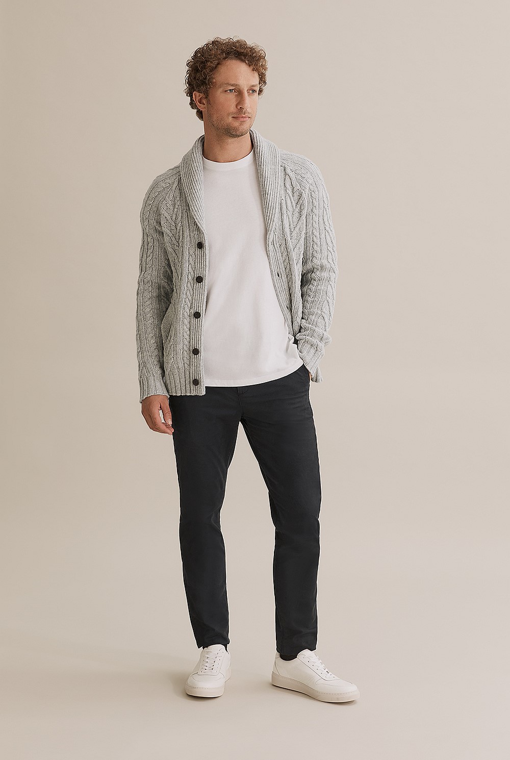 Lambswool Cable Shawl Cardigan