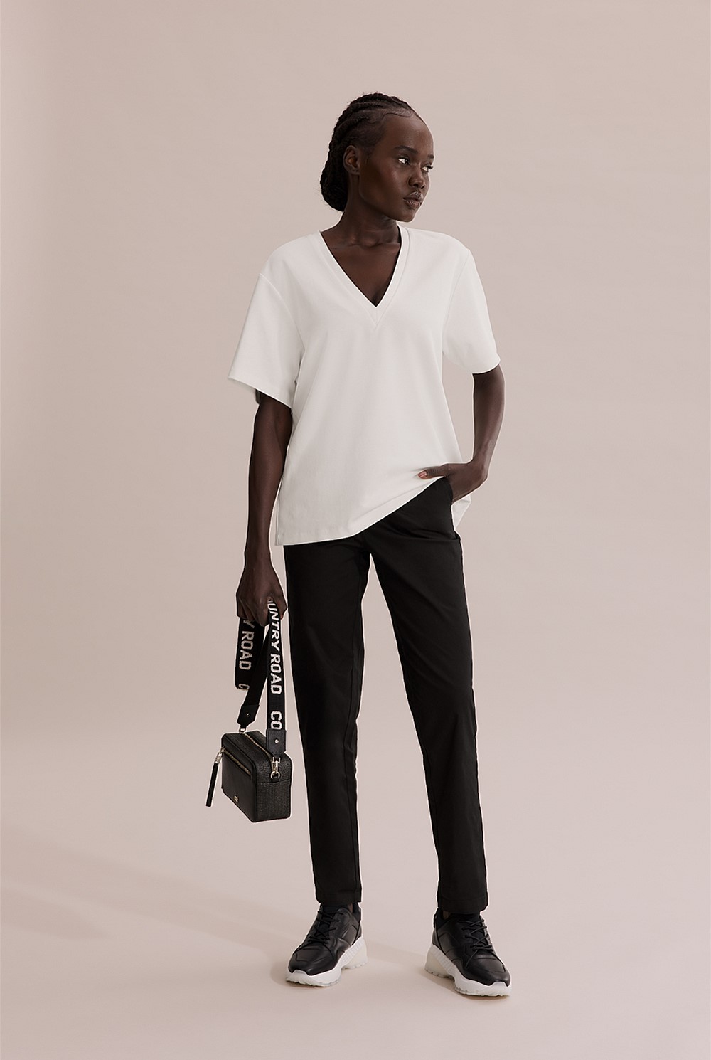 Longline Deep V-Neck T-Shirt