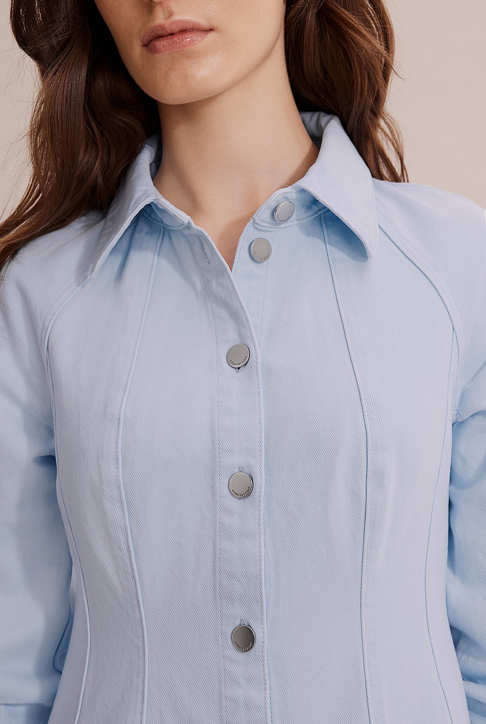 Cotton Denim Panelled Mini Dress