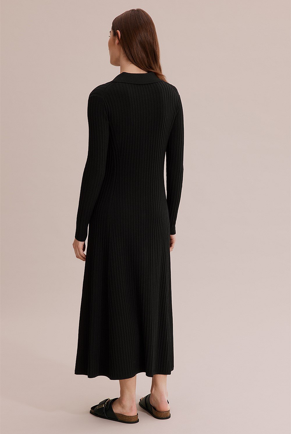 Long Sleeve Button Through Knit Dress
