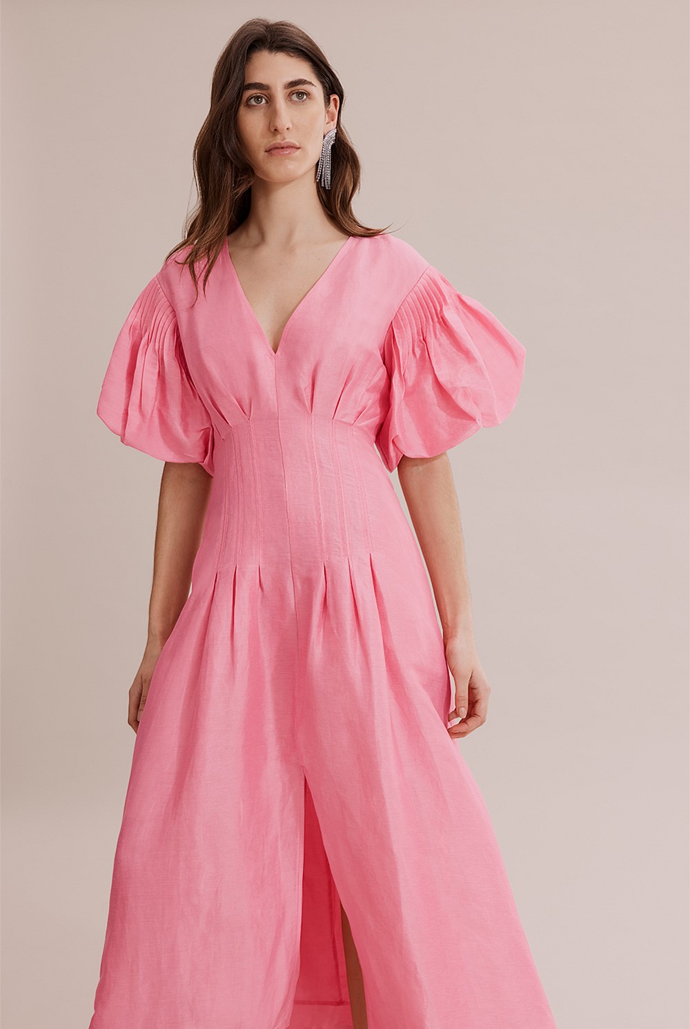 Tuck Sleeve Maxi Dress