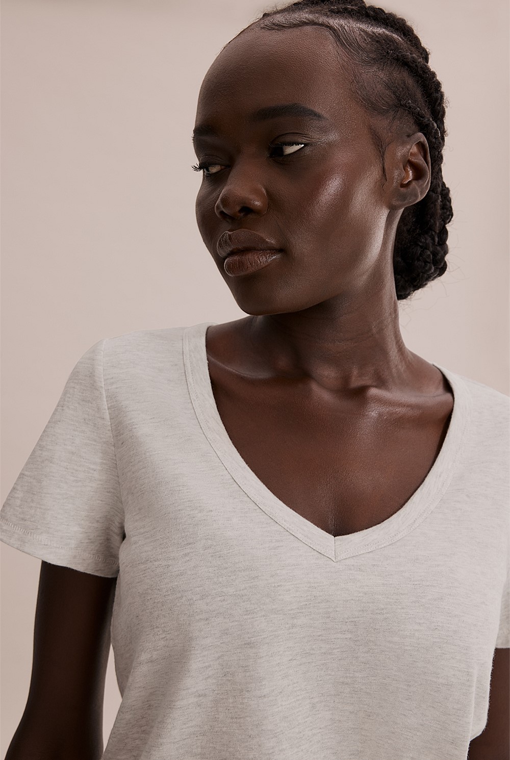 Australian Cotton Slub V-Neck T-Shirt