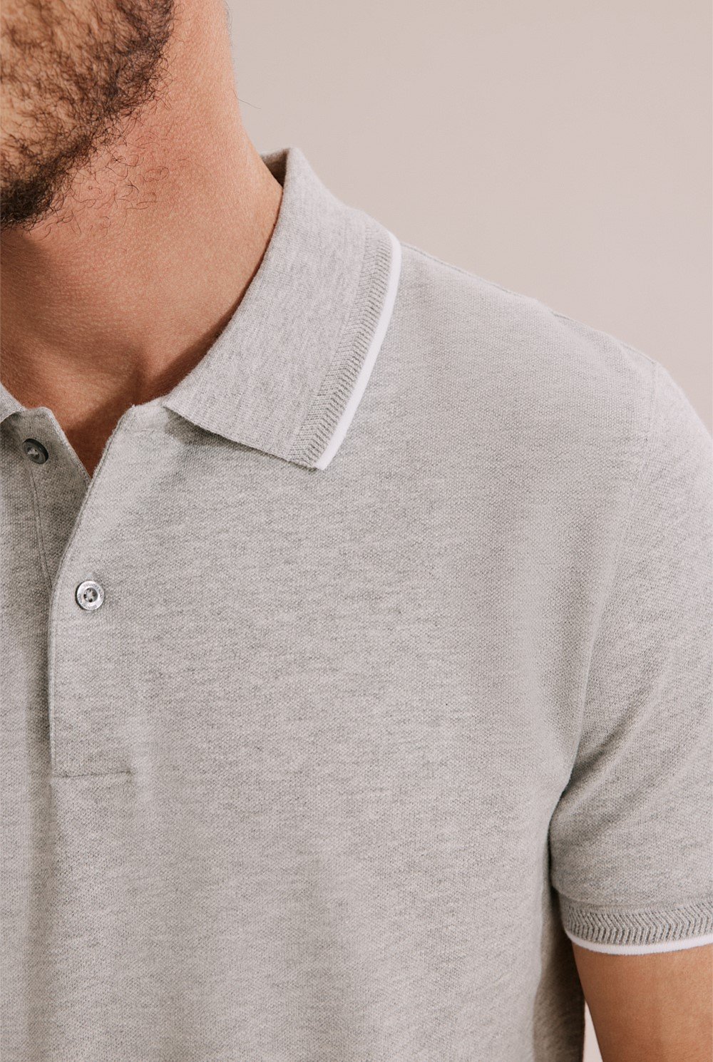 Slim Fit Herringbone Tipped Polo