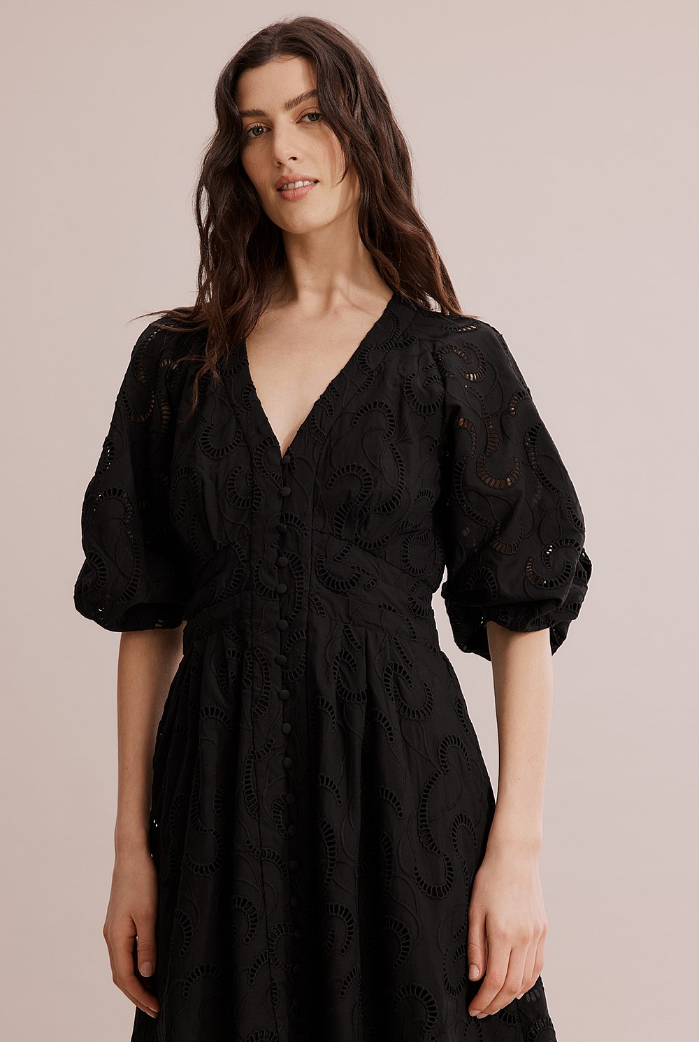 Broderie Midi Dress