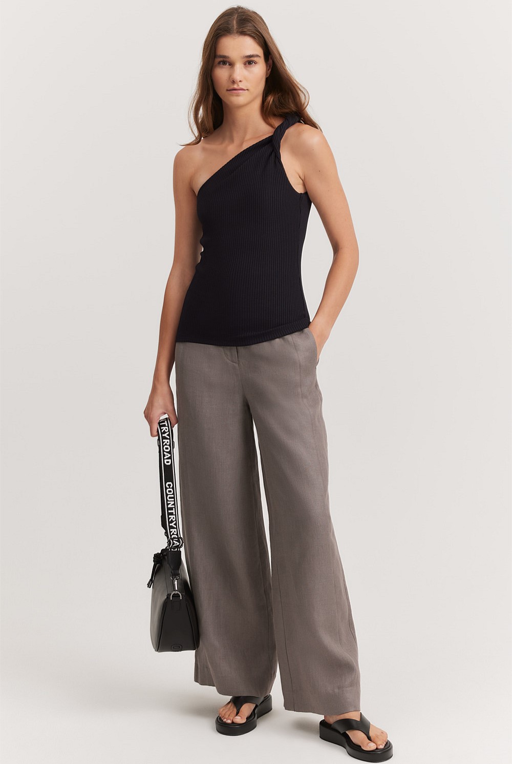 Twist One Shoulder Rib Tank