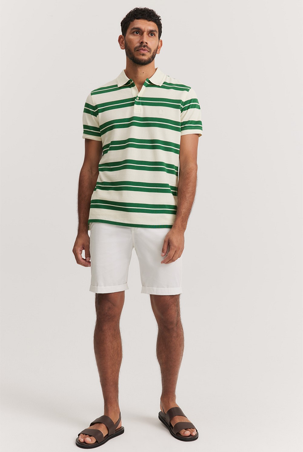 Australian Cotton Wide Stripe Pique Polo