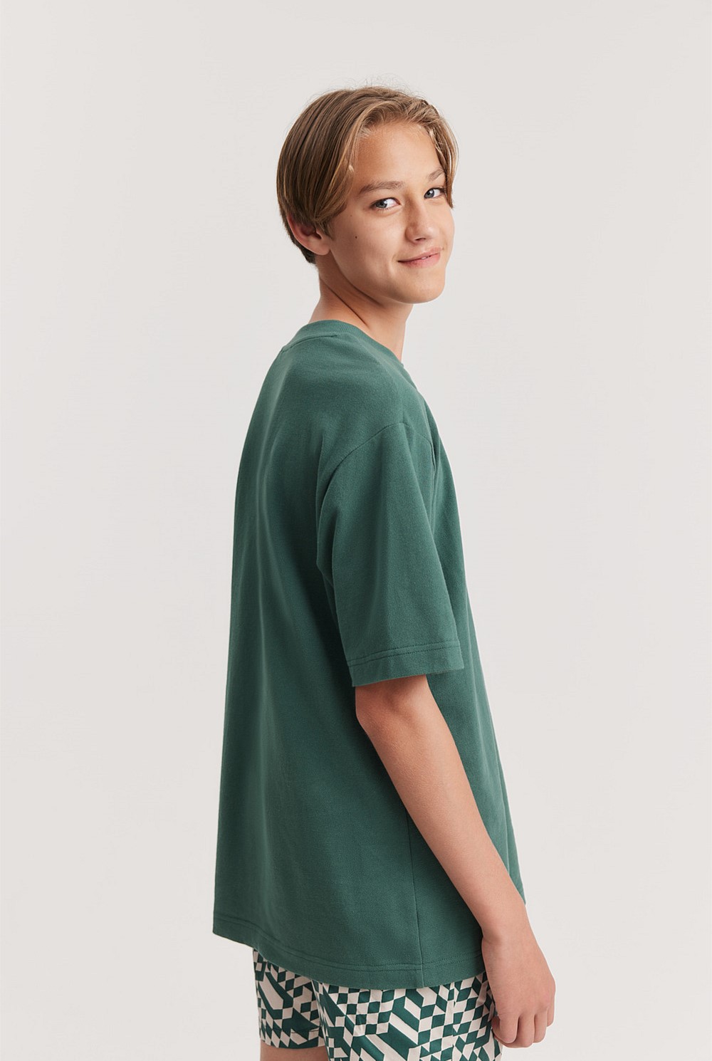 Teen Recycled Cotton Oversized Pique T-Shirt