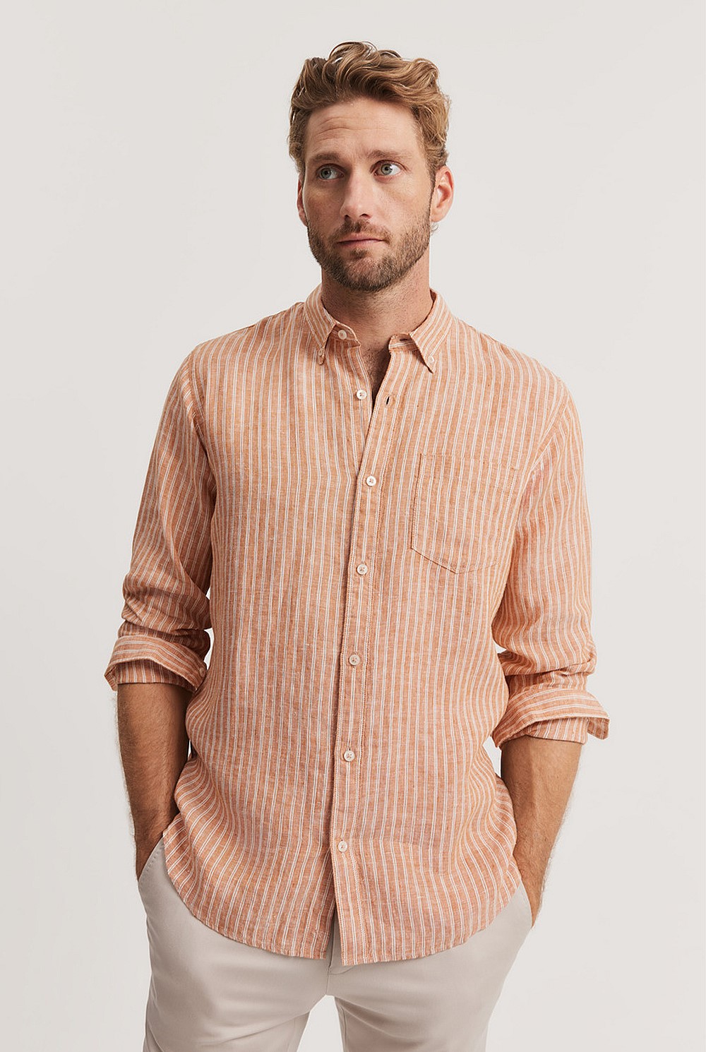 Regular Fit Linen Stripe Shirt