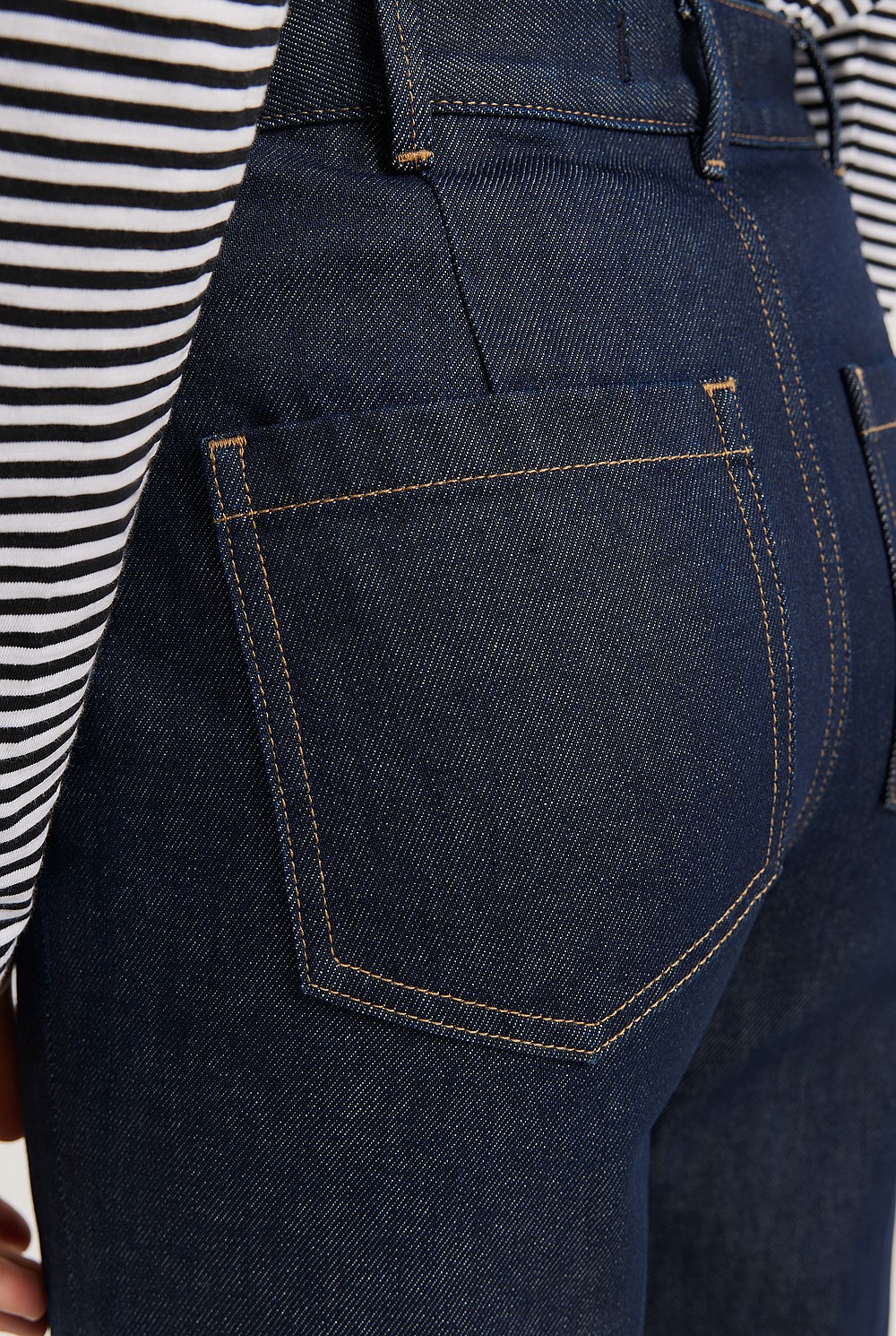 Cotton Blend High Rise Wide Leg Jean