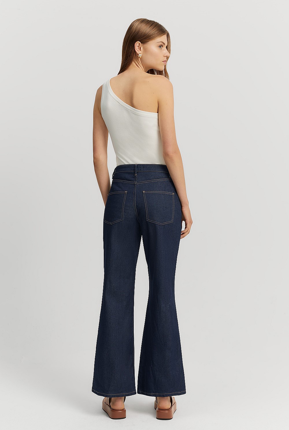Cotton Blend Super High Rise Wide Leg Jean