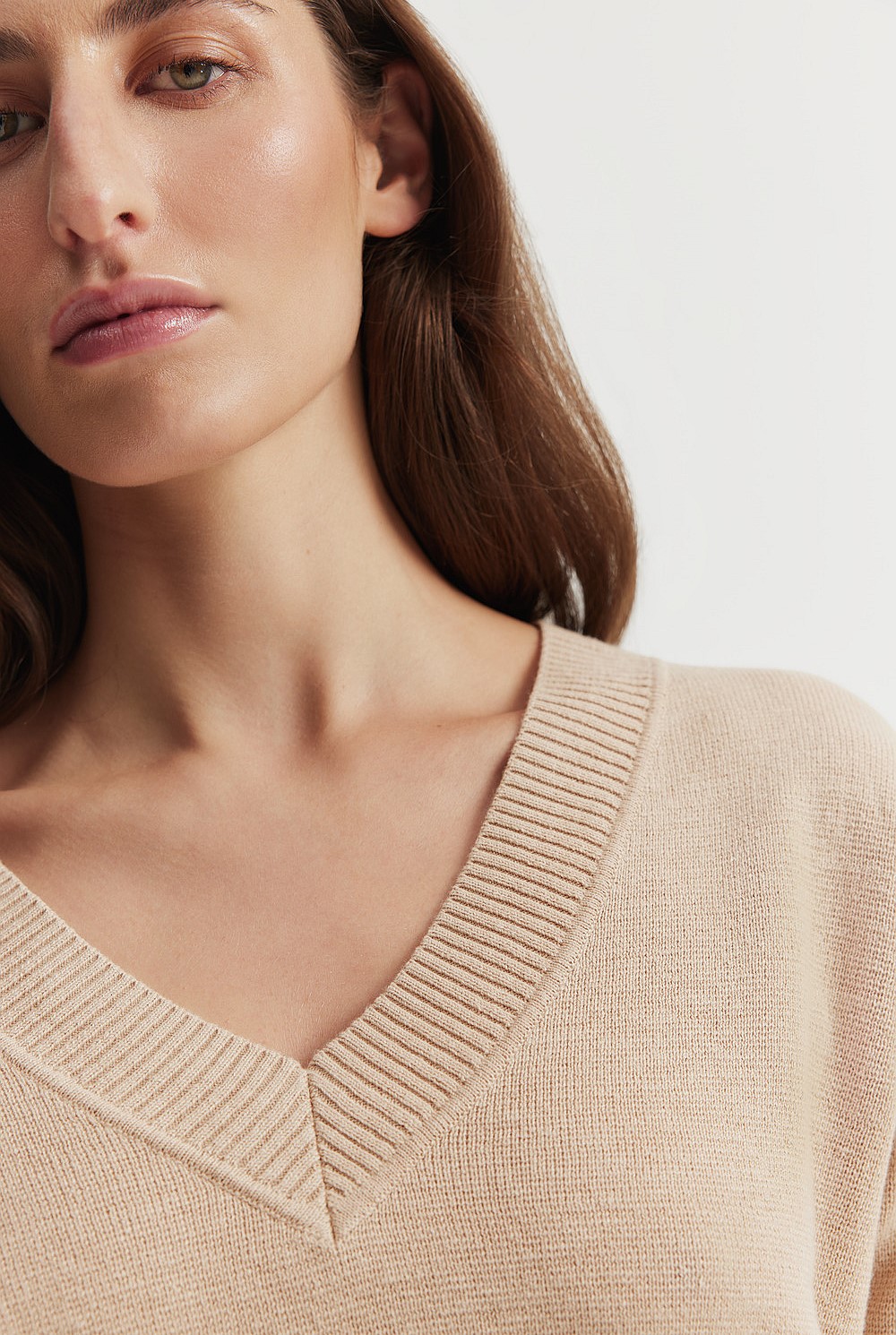 Cotton Linen V-neck Knit