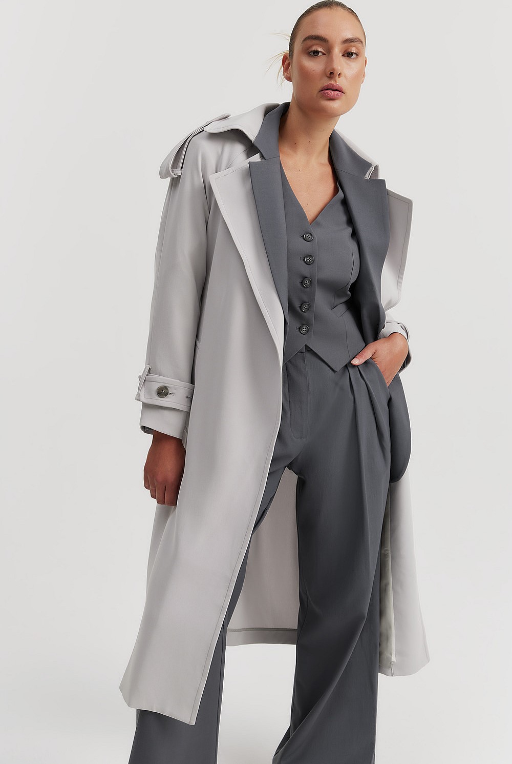 Button Detail Trench Coat