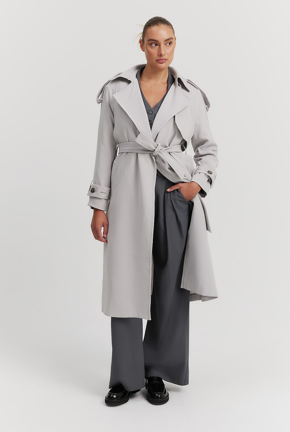 Button Detail Trench Coat