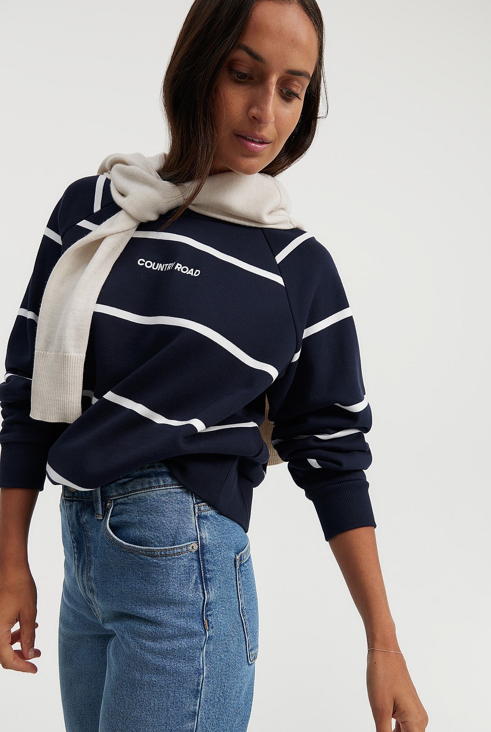 Australian Cotton Stripe Raglan Sweat