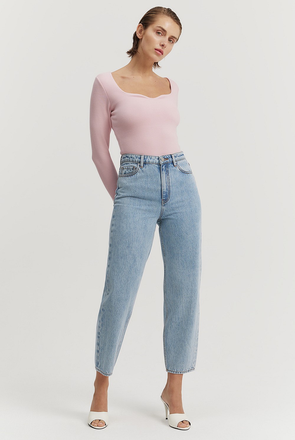 Rib Detail Long Sleeve Top
