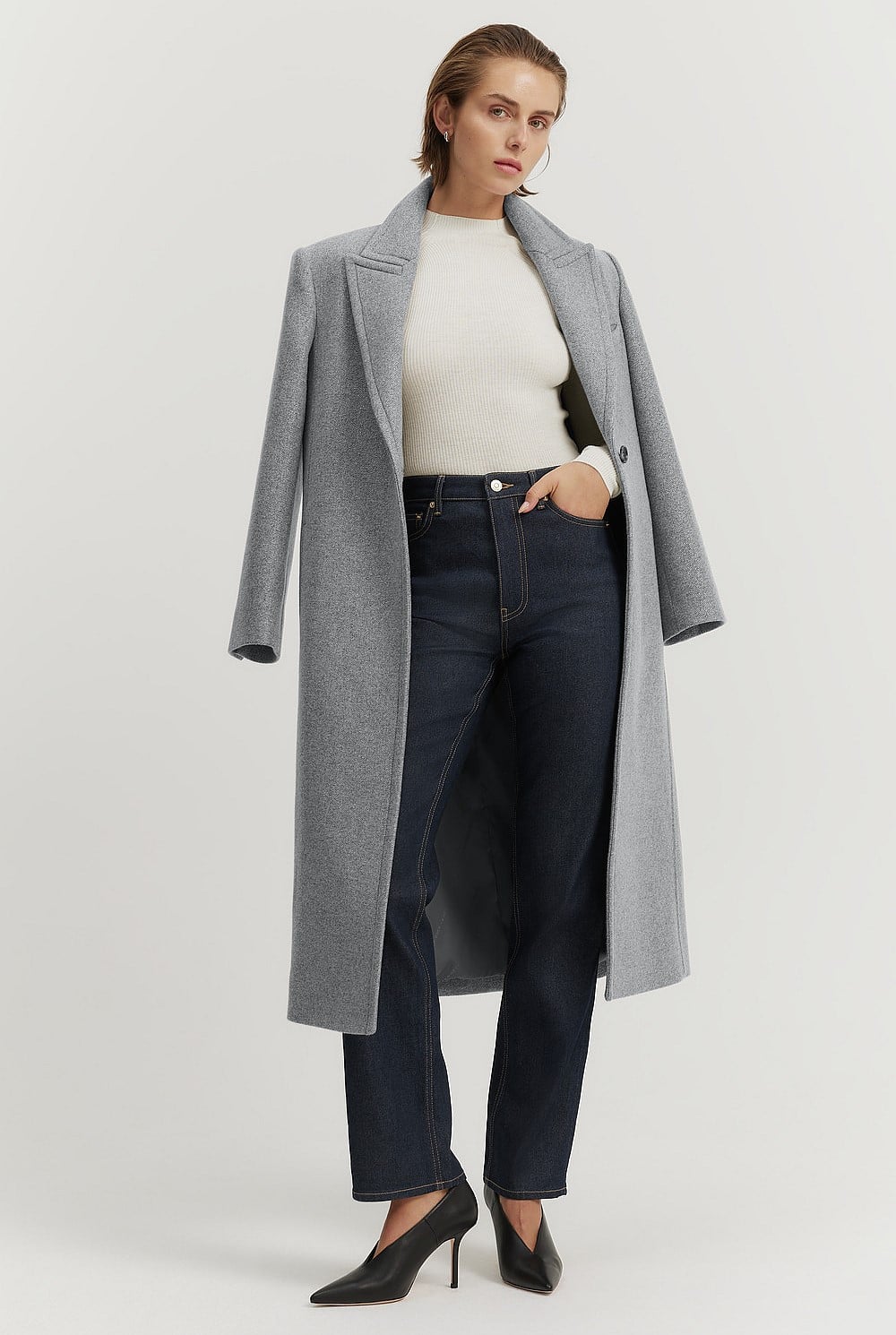 Merino Wool Silk Mock Neck Knit