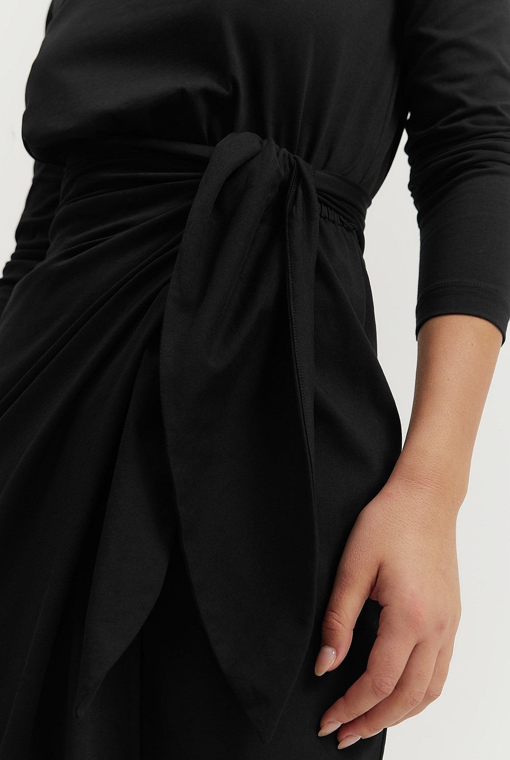 Australian Cotton Long Sleeve Tie Front Dress