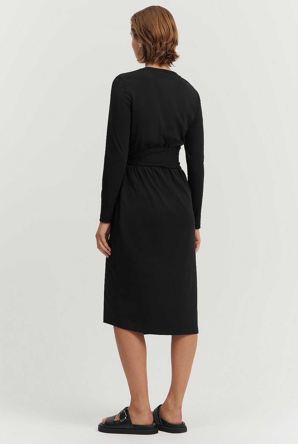 Australian Cotton Long Sleeve Tie Front Dress