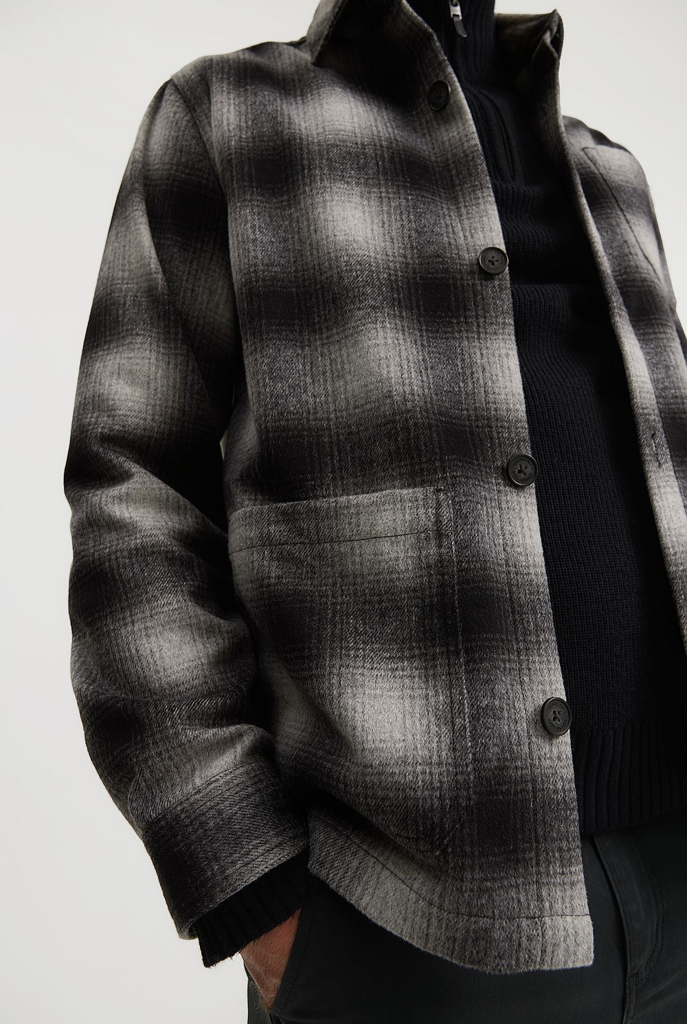 Ombre Wool Blend Shirt Jacket