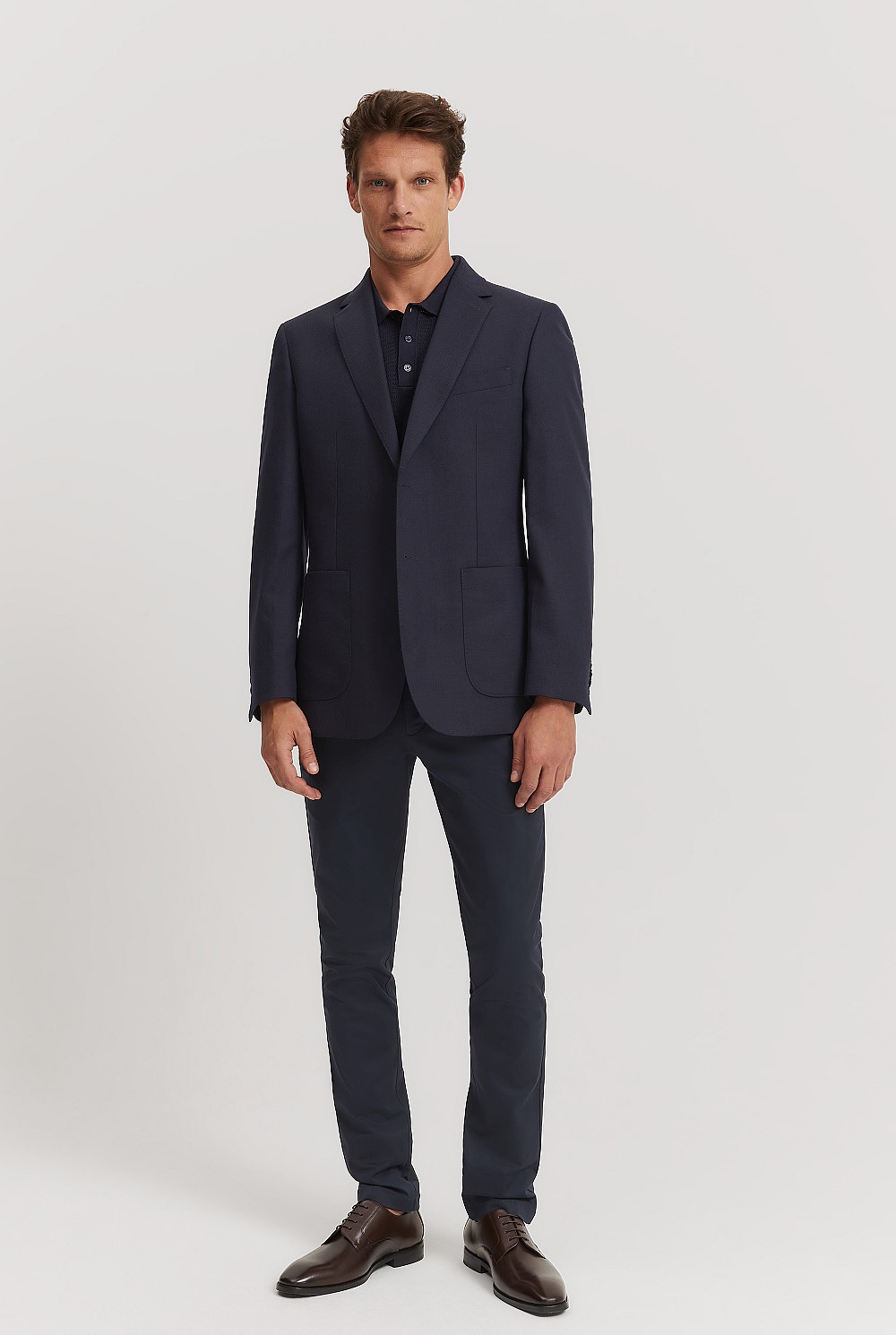 Regular Fit Textured Wool Stretch Blazer