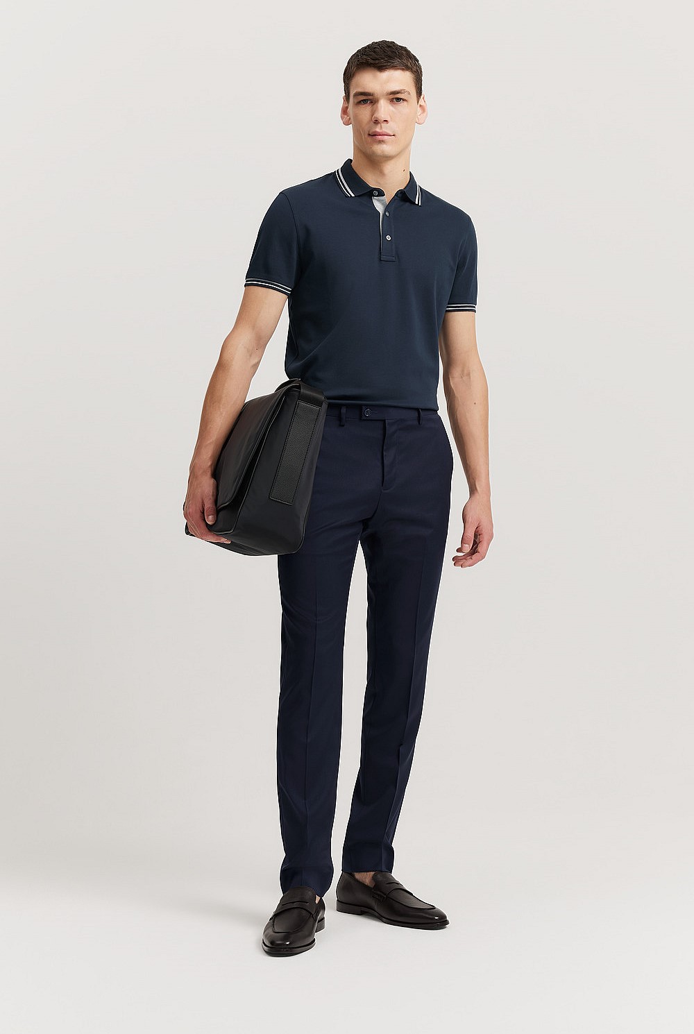 Slim Fit Interlock Tipped Polo