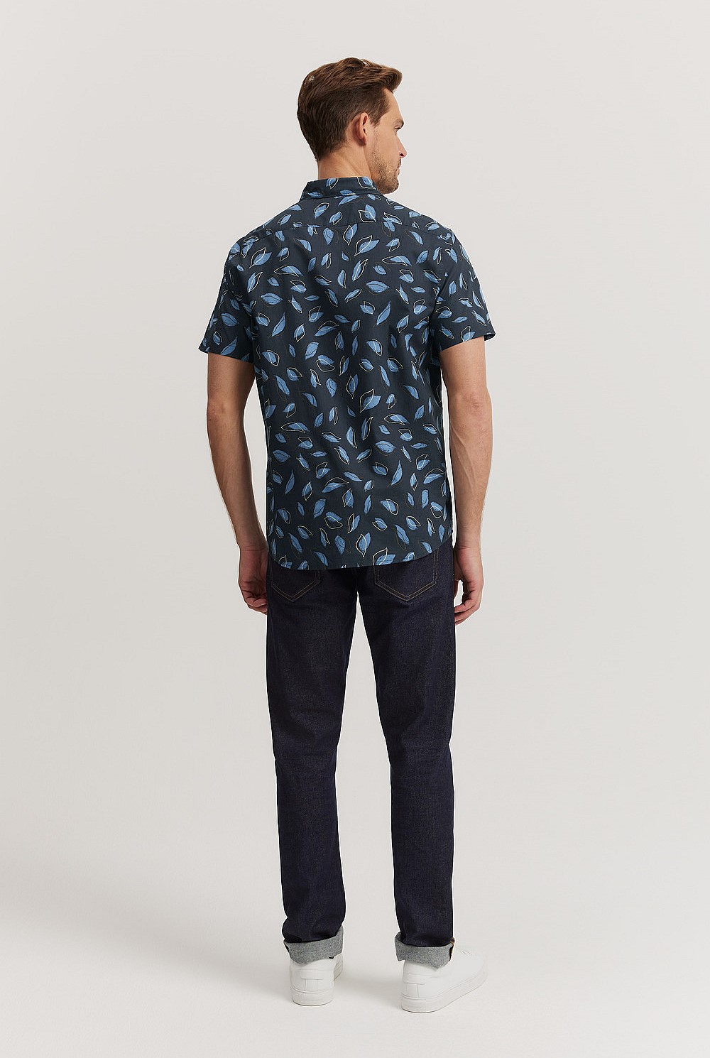 Regular Fit Leaf Print Short Sleeve Shirt