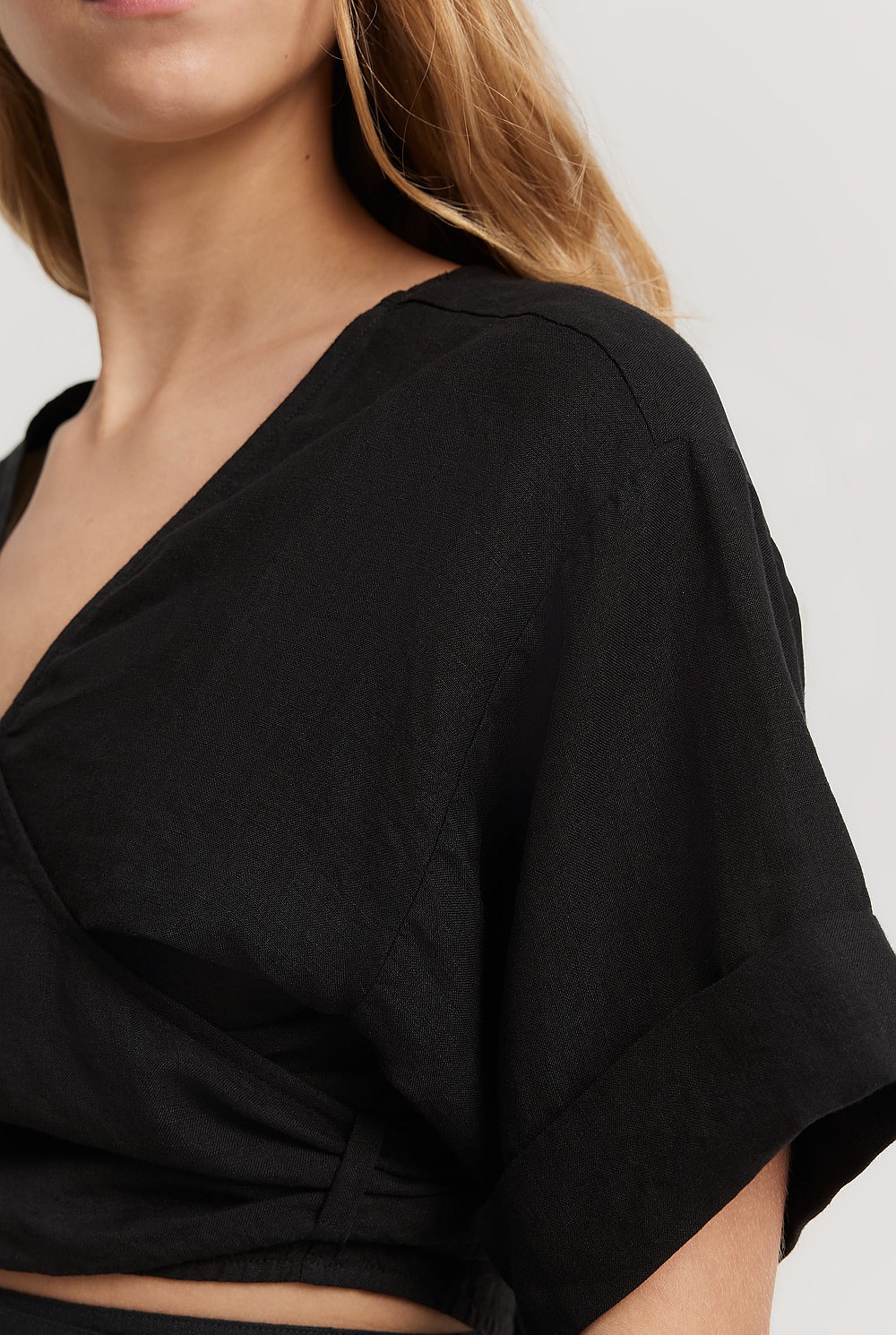 Organically Grown Linen Wrap Blouse