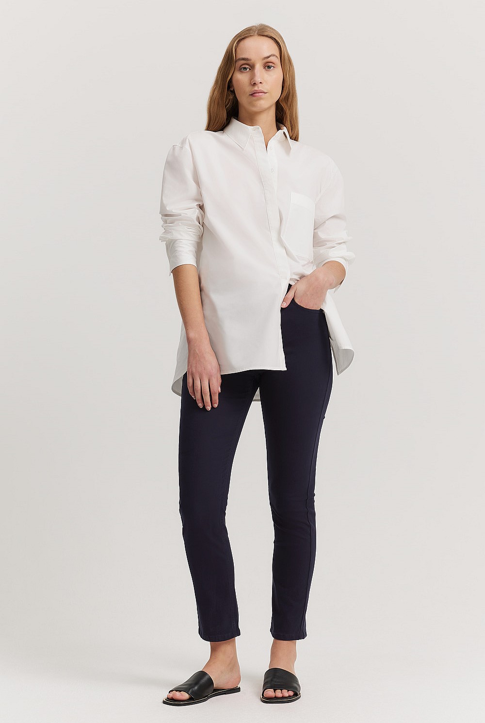 Sateen High Rise Skinny Leg Jean