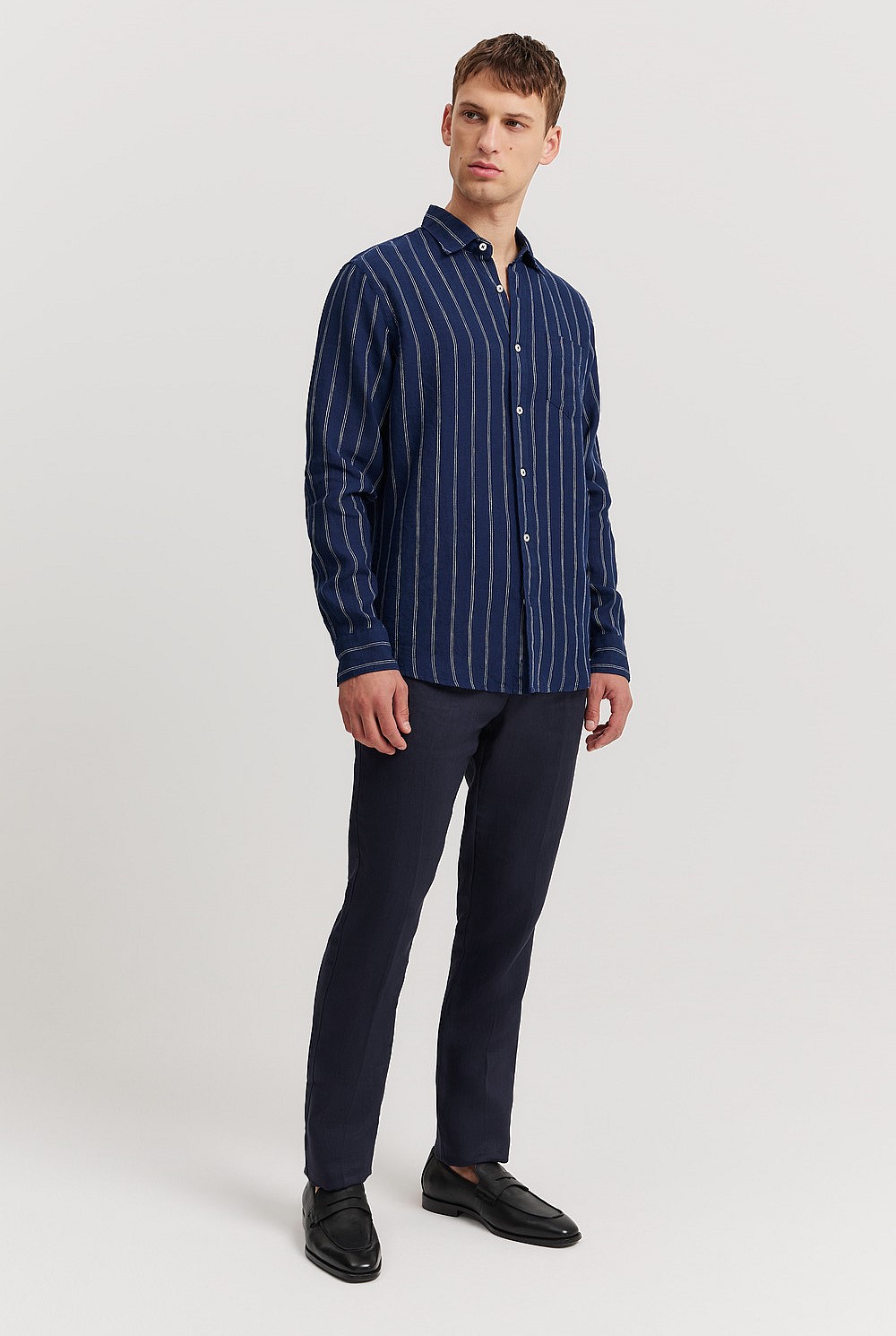 Regular Fit Organically Grown Linen Pinstripe Shirt