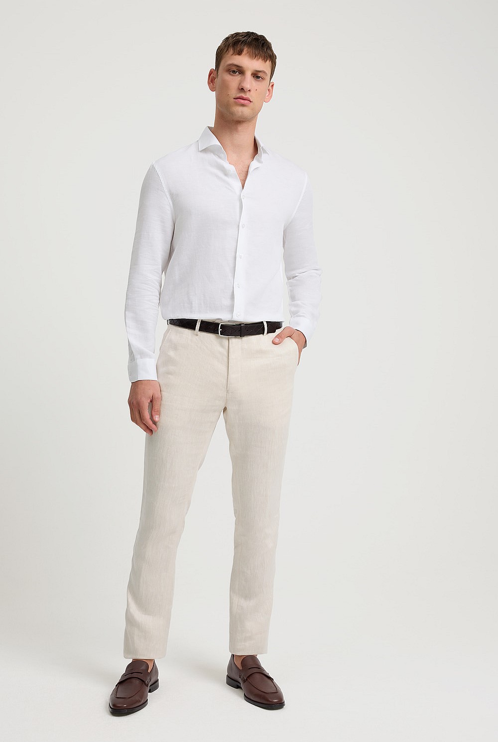 Tailored Fit Cotton Linen Blend Shirt