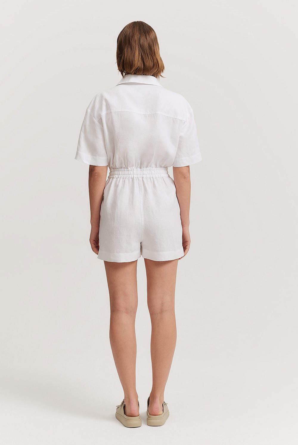 Organically Grown Linen Tie Front Playsuit